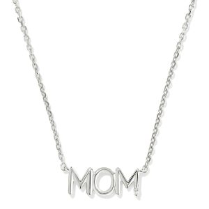 Mom Sparkle Sterling Silver Short Pendant Necklace