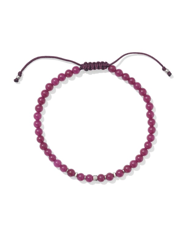 Otto Oxidized Sterling Silver Beaded Bracelet in Maroon Jade