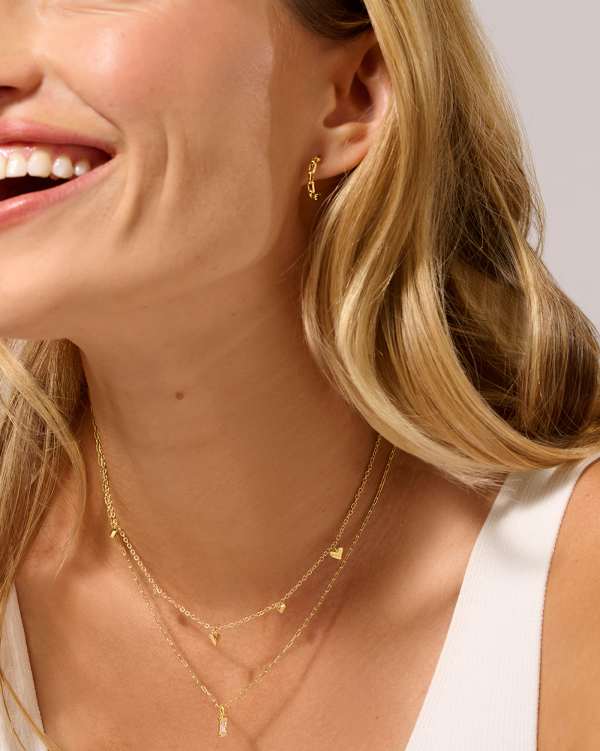 Phoebe Gold Short Pendant Necklace in White CZ - alternate view