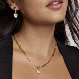 Sasha Heart Gold Link and Chain Necklace - alternate view