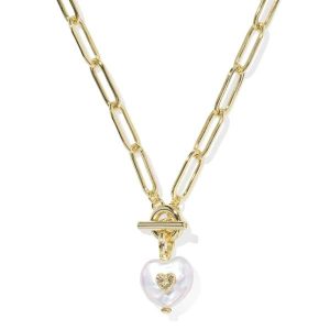 Sasha Heart Gold Link and Chain Necklace