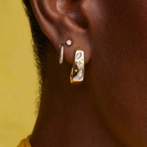 Skye Celestial 18k Yellow Gold Vermeil Huggie Earrings - view 2