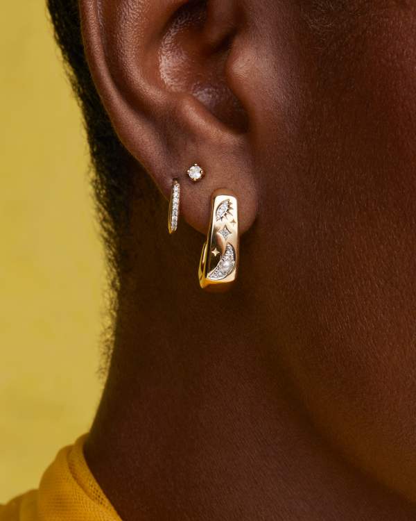Skye Celestial 18k Yellow Gold Vermeil Huggie Earrings - view 2