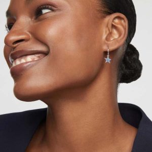 Star 14k White Gold Huggie Earrings - view 2
