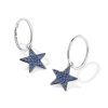 Star 14k White Gold Huggie Earrings