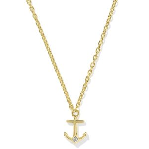 Tiny Anchor 18k Gold Vermeil Pendant Necklace in White Topaz