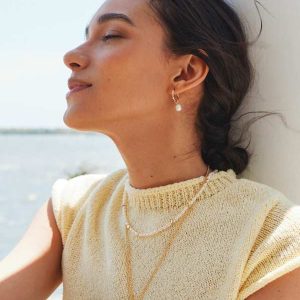 Willa Convertible Gold Pearl Huggie Earrings - view 2