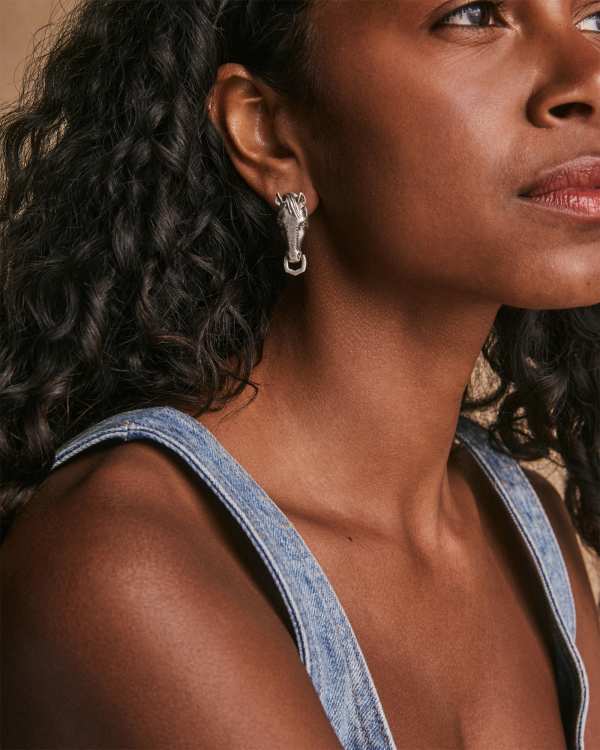 Beau Statement Earring in Vintage Silver - view 2
