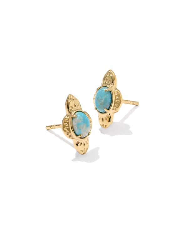 Abbie 18k Yellow Gold Vermeil Etch Frame Stud Earrings