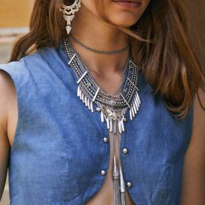 Ansel Rose Vintage Silver Lariat Necklace - alternate view