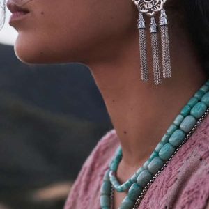 Beaded Vintage Silver Collar Necklace - alternate view