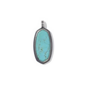 Etch Frame Oxidized Sterling Silver Stone Charm