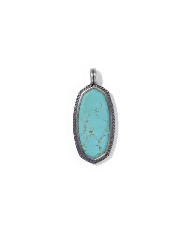 Etch Frame Oxidized Sterling Silver Stone Charm