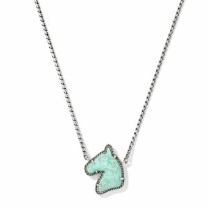 Horse Vintage Silver Short Pendant Necklace