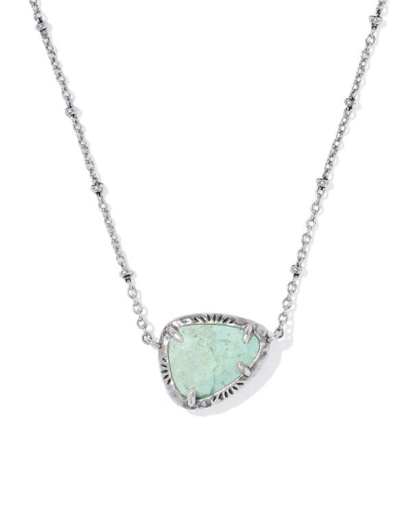 Jamie Etch Frame Vintage Silver Short Pendant Necklace