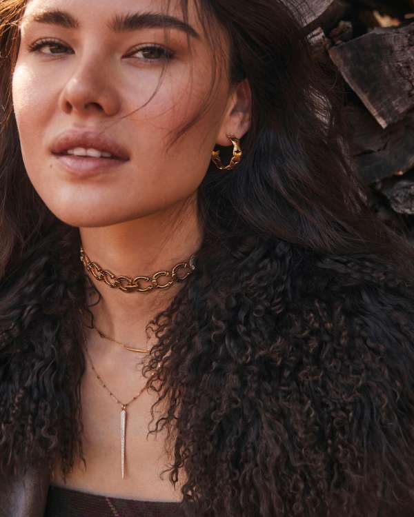 Keziah Vintage Gold Small Hoop Earrings - view 2
