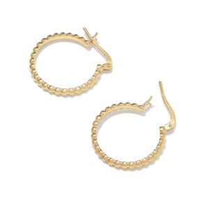 Beaded 20mm Hoop Earrings in 18k Gold Vermeil - view 2
