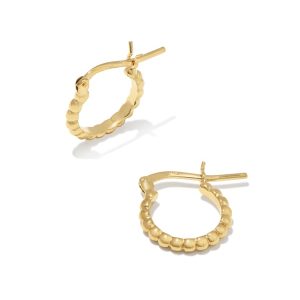 Beaded 13mm Huggie Earrings in 18k Gold Vermeil - view 2