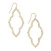 Abbie Gold Open Frame Earrings in White Crystal