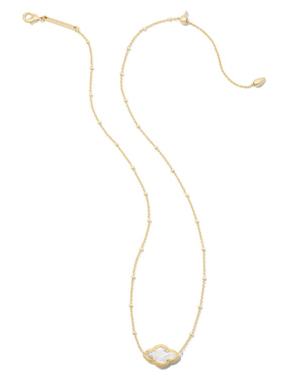 Abbie Gold Pendant Necklace in Ivory Mother-of-Pearl - alternate view