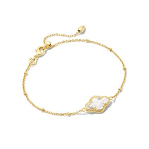 Abbie Gold Satellite Chain Bracelet in Ivory Mother-of-Pearl