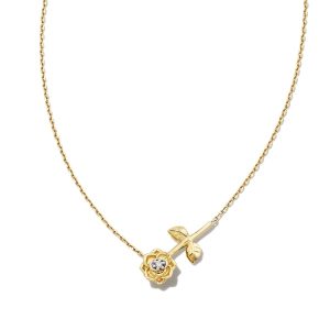 Ansel Rose 14k Yellow Gold Pendant Necklace in White Diamond