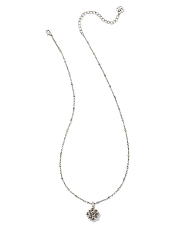 Ansel Rose Short Pendant Necklace in Vintage Silver - alternate view