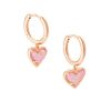 Ari Heart Rose Gold Huggie Earrings in Light Pink Drusy