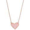 Ari Heart Rose Gold Pendant Necklace in Light Pink Drusy