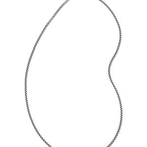 Beck 22" Thin Round Box Chain Necklace in Oxidized Sterling Silver
