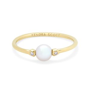 Cathleen 14k Yellow Gold Band Ring Freshwater Cultured Pearl