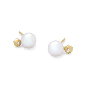 Cathleen 14k Yellow Gold Stud Earrings Freshwater Cultured Pearl