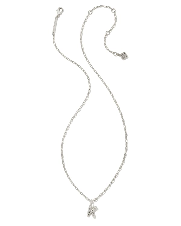 Crystal Letter K Silver Short Pendant Necklace in White Crystal - alternate view