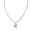 Crystal Letter K Silver Short Pendant Necklace in White Crystal