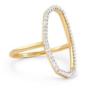 Dani 14k Yellow Gold Open Ring in White Diamond - view 2