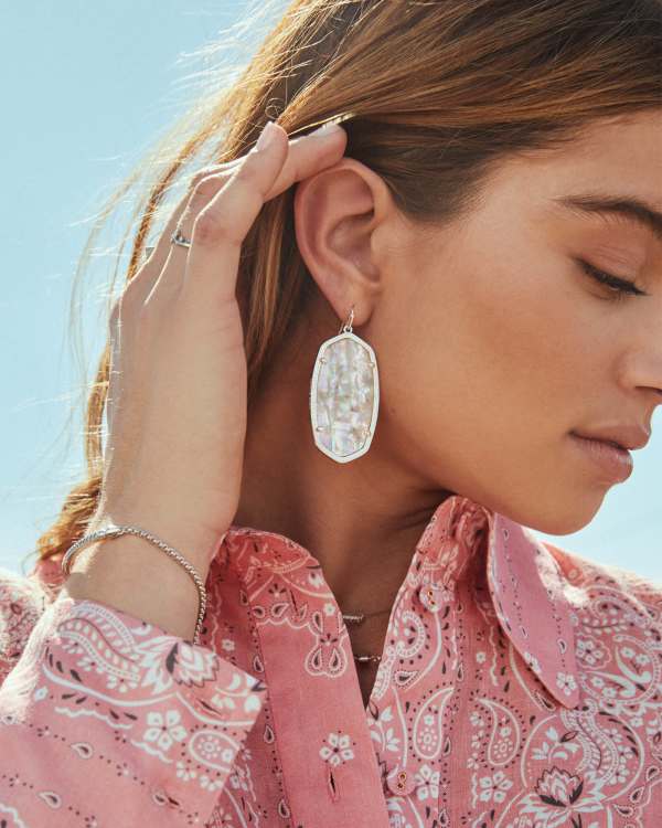 Danielle Silver Drop Earrings in Ivory Mother-of-Pearl - view 2