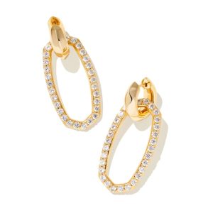 Danielle Gold Convertible Link Earrings in White CZ