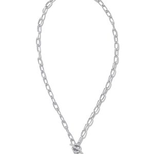 Daphne Convertible Silver Link and Chain Necklace in Variegated Turquoise Magnesite - alternate view