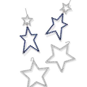 Darcy Silver Statement Earrings in Blue Mix - view 2