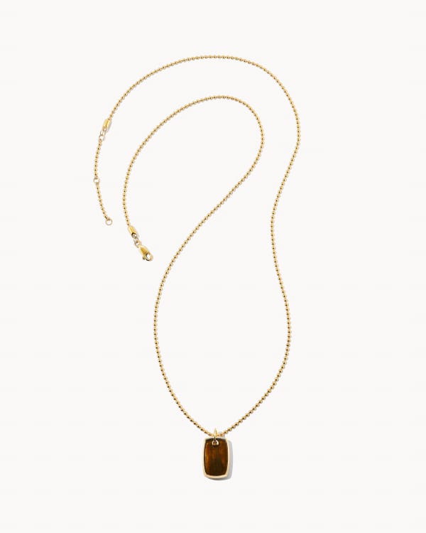 Dog Tag 18k Gold Vermeil Charm Necklace in Golden Obsidian - alternate view