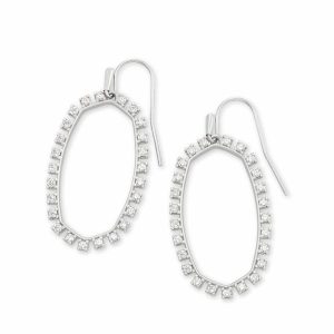 Elle Open Frame Crystal Drop Earrings in Silver