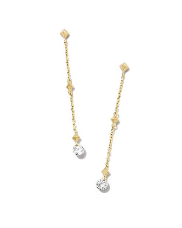 0.2 ct Floating Lab Grown White Diamond Linear Earrings in 14k Yellow Gold