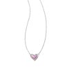 Framed Ari Heart Silver Short Pendant Necklace in Lilac Opalescent Resin