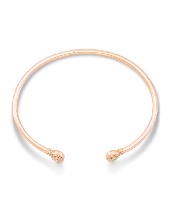 Grayson Rose Gold Cuff Bracelet in White Crystal - view 2