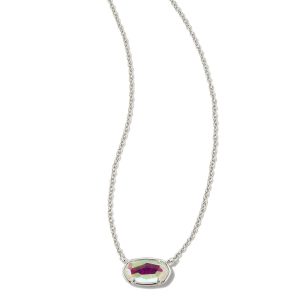 Grayson Silver Pendant Necklace in Dichroic Glass