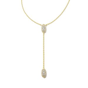 Grayson Gold Y Necklace in White CZ