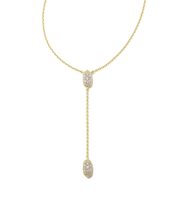 Grayson Gold Y Necklace in White CZ