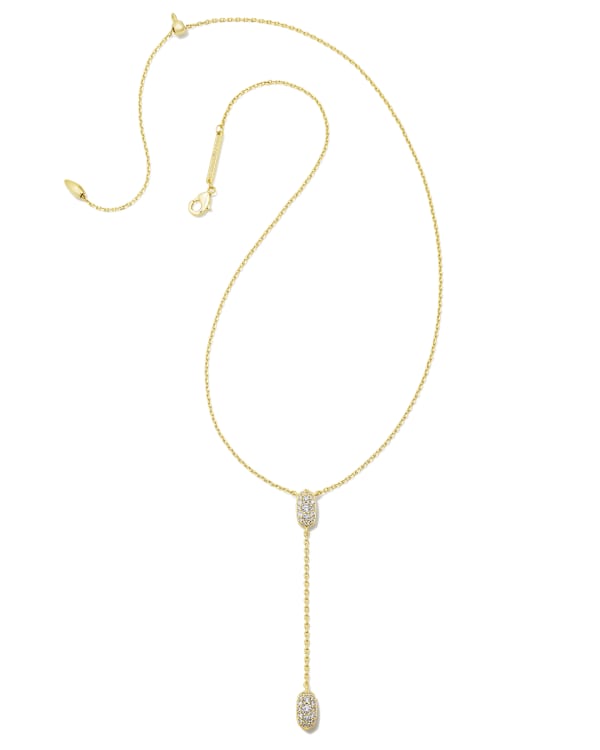Grayson Gold Y Necklace in White CZ - alternate view
