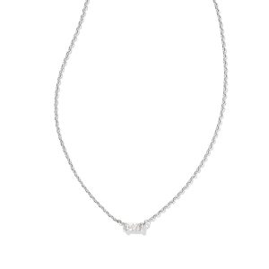 Juliette Silver Pendant Necklace in White CZ
