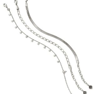 Kassie Set of 3 Chain Bracelets in Vintage Silver
